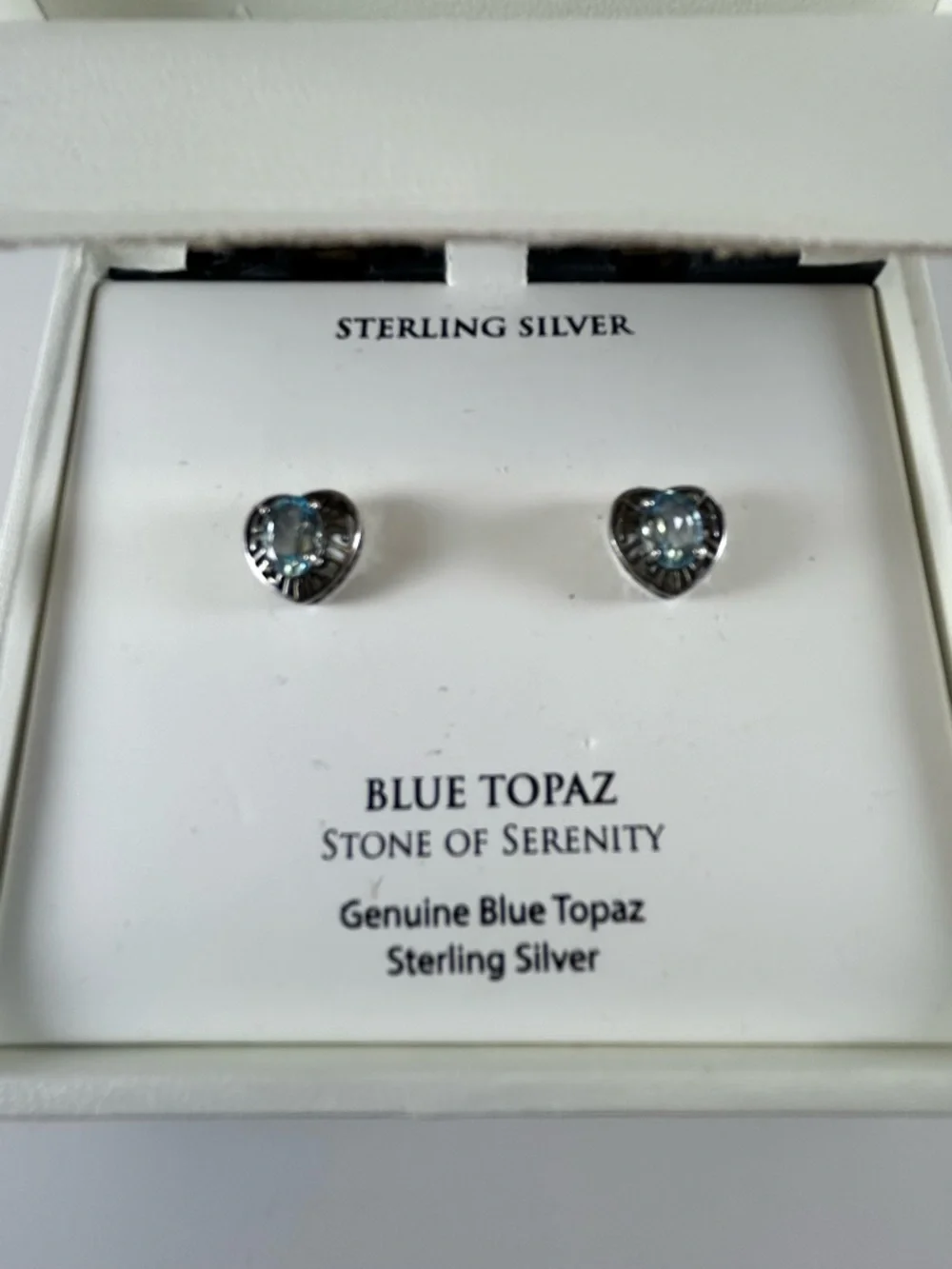 R. H. Macy’s Sterling Silver Blue Topaz Heart Stud Earrings